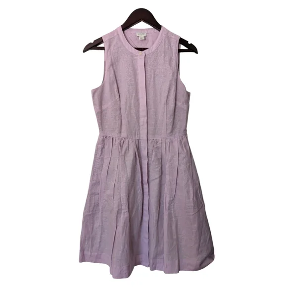 J. Crew Shirt-Dress in Vintage lilac Linen-Cotton Dress Size 4 NWT Style L6939 - Picture 2 of 7